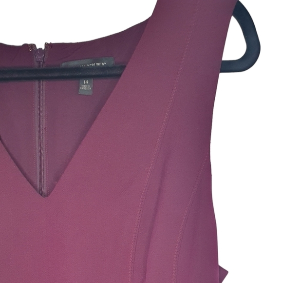 Banana Republic Stretch Sleeveless Mini Fit & Flare Skater Dress Burgundy Size14 - Picture 5 of 14